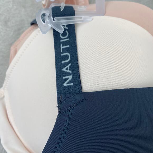Nautica Super Soft T-Shirt Bra Set 42D 3-Pack Smooth Navy Cream Skin Tone NWT - Picture 10 of 11